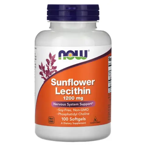 NOW Foods Sunflower Lecithin 1200mg Daily Wellness Support Softgels - 100 Softgels