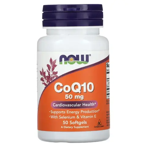 NOW Foods Coenzyme Q10 + Selenium + Vitamin E Heart Health 50mg Softgels - 50 Softgels