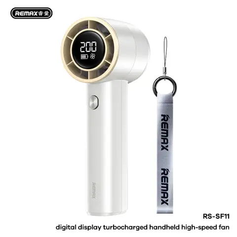 REMAX digital display turbocharged handheld high-speed fan Pearl White