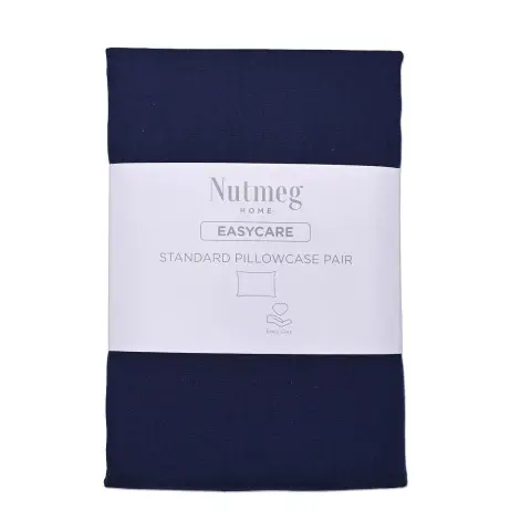 Nutmeg Home Pillowcases Easycare Navy 2 Pack