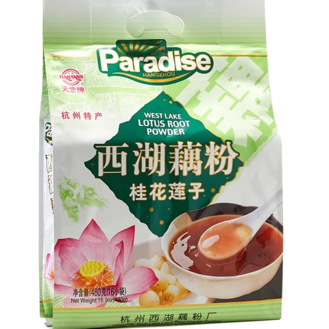 Poudre de racine de lotus du lac de l'Ouest de TianTang avec graines de lotus et fleurs d'osmanthus 480g