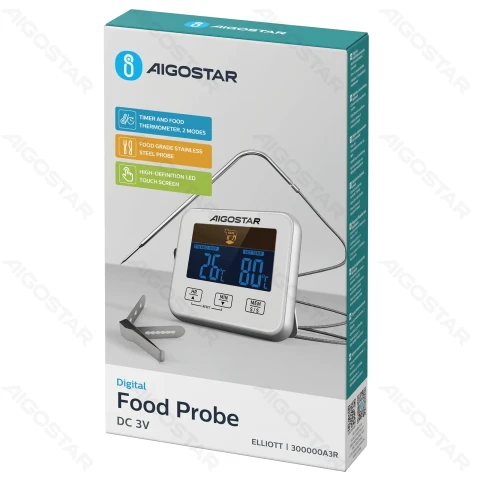 Aigostar Elektrischer Küchen-Lebensmittelfühler White Time Thermometer
