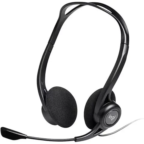 Logitech 960 Headset mit Mikrofon, Stereo-Headset, verstellbares geräuschunterdrückendes Mikrofon, Lautstärkeregelung und Stummschaltung, USB-Anschluss, 2,4 m Kabel, PC / Mac / Laptop - Schwarz