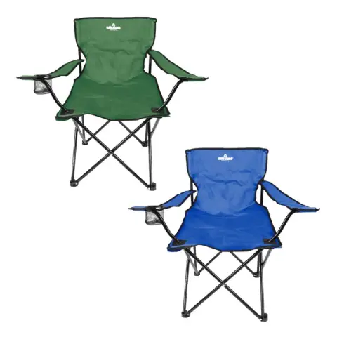 Milestone Folding Leisure Chair W/Cup Holder - Green or Blue