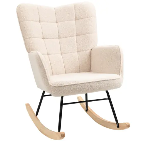 Homcom Rocking Chair Quilted Boucle Effect Cream
