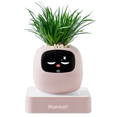 Ivy AI Smart Plant Pot with Emoji Intelligent Planter Robot for Houseplants Tamagotchi Flower Pot Stylish Plantagotchi Home Decor(Blush)