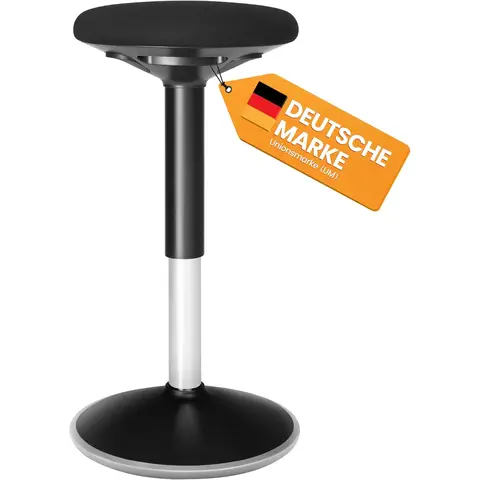SONGMICS Stehstuhl, Aktivstuhl, Ergonomischer Wackelstuhl, Balance Chair, Verstellbar 55-81 cm, Einfache Montage, Schwarz