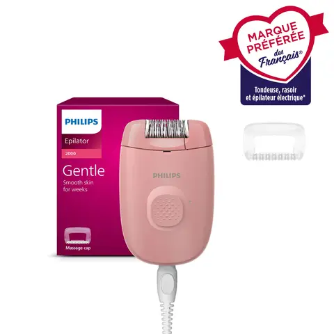 Philips BRE227/00 Series 2000 Epilateur avec accessoire de massage et poignée anti-glissement