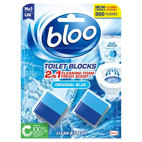 Bloo Toilet Rim Block, Original Blue, 2 Packs