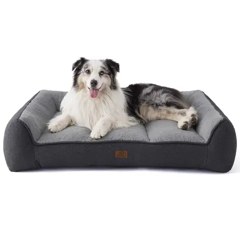 [Nur 19,99 €] BEDSURE Waschbarer Hundebett, große Größe 106 x 76 x 24 cm – extra dickes, stützendes Sofa für große Hunde, anthrazitgrau