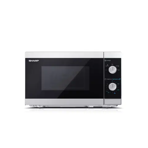 Sharp Manual Solo Microwave - 20L, Silver, 800W, Manual Control, Compact, 5 Power Levels, Defrost Function, YC-MS01U-S