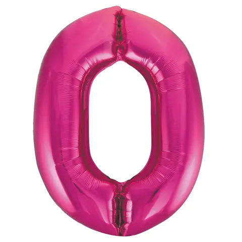Unique Party Giant Number 0 Balloon, Pink, 86cm