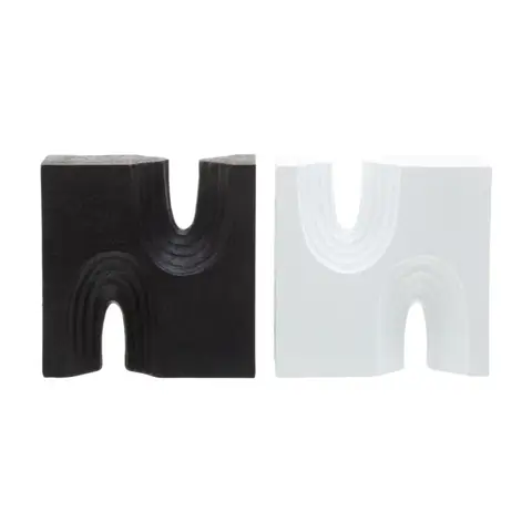 Premier Housewares Set mit 2 schwarz-weißen Büchernstützen mit abgewölbtem Design, moderne Dekoration, robuste Bücherstützen für die Bibliothek