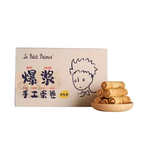 Le Petit Prince Handgemachte Waffelröllchen mit flüssiger Füllung (Erdnussgeschmack) 104 g