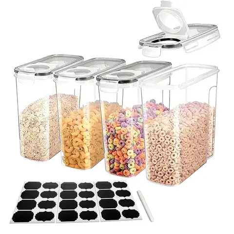 Huacan Sealed food storage container, transparent, fresh-keeping, moisture-proof, 4pcs4L