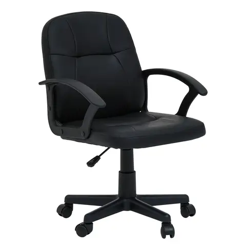 Interiors by Premier Office Chair with Arms Brent Low Back Faux Leather Black