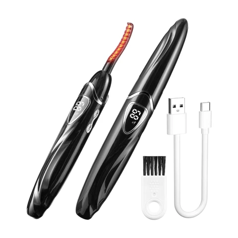 Sunluxy S600 Recourbe-cils électrique Noir, Courbure naturelle et coiffage longue durée, Affichage LED de la température et de la batterie, Arrêt automatique intelligent de sécurité, Rechargeable et portable