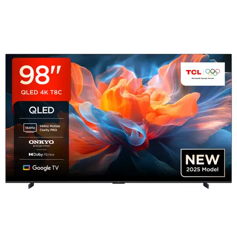 TCL 98T8C Smart TV, 98 Zoll, QLED, 4K Ultra HD, 144Hz, HDR10+