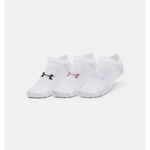 Under Armour Essential 3-Pack No-Show Socks - White