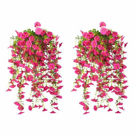 4Pcs 29.52in/75cm
Artificial Fake Hanging Flowers Plants for Outdoor Indoor Spring Summer Decoration Faux Silk Realistic Morning Glory Trailing Vines Hanging Plants for Home Porch Patio Balcony Deco(rose red)