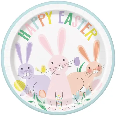 Unique Party Paper Plates, Happy Easter, 22cm, 8 Pack