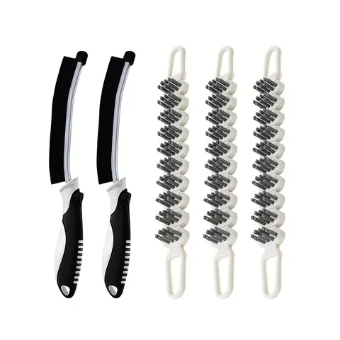 JORDAN&JUDY Bendable Crevice Brush Set, 5-Piece, Bathroom/Faucet/Kitchen Cleaner, Shark Handle Crevice Brush, Household Cleaning Kit