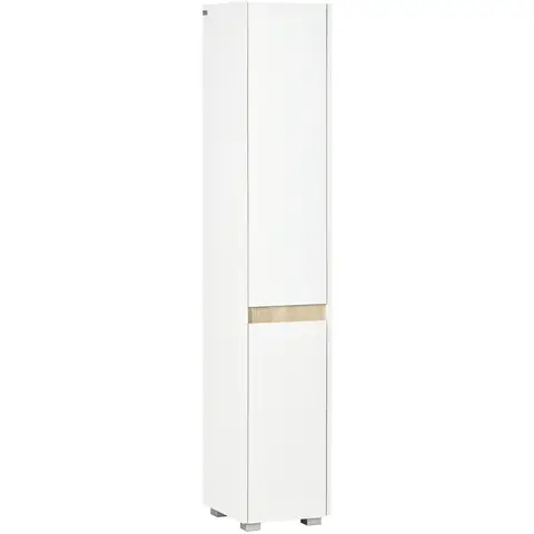 kleankin Tall Bathroom Cabinet with Adjustable Shelves, 5-Tier Modern Freestanding Tallboy with Storage Cabinets, White