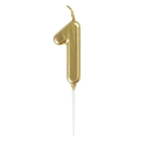 Unique Mini Number 1 Pick Candle, Gold