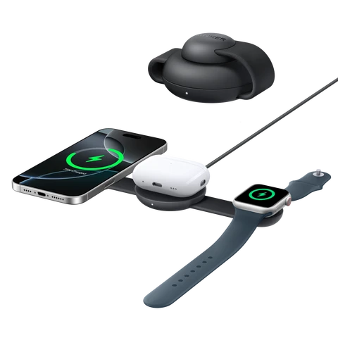 Anker MagGo Station de Recharge Sans Fil (3 en 1, pad pliant, noir)