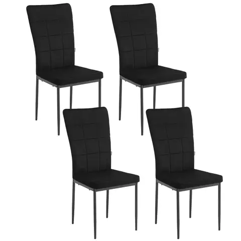 WOLTU EZS22sz-4 Esszimmerstühle, Gepolsterte Küchenstühle, Wohnzimmerstühle, Moderne Esszimmerstühle mit hoher Rückenlehne, Samt, Metallbeine, Schwarz, 4er Set