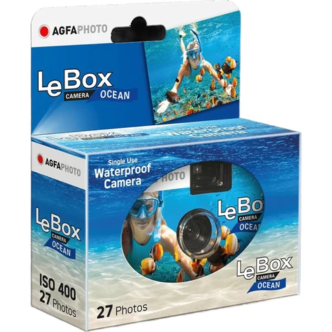 AgfaPhoto LeBox Ocean Appareil photo jetable étanche jusqu’à 5 m, ISO 400 - 27 poses