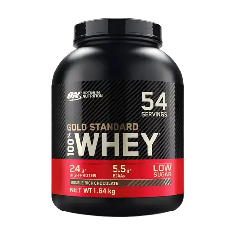 Optimum Nutrition Gold Standard 100% Whey Protein Powder - Double Rich Chocolate, 24g Protein, 5.5g BCAAs, WPI Main Ingredient - 1.67kg (54 Servings)
