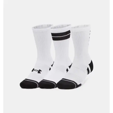 Under Armour Performance Tech Unisex 3-Pack Crew Socks - White/Black