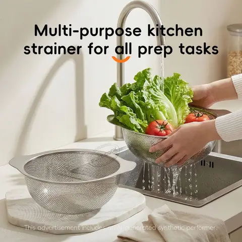 PURECOOK Stainless Steel Drain Basket Series | Multi-Purpose Drain Basket with Integrated Double Handles