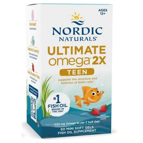 Nordic Naturals Ultimate Omega 2X Fish Oil TEEN, Strawberry - 60 mini Softgels