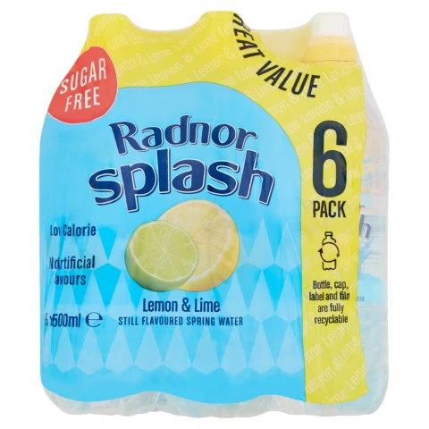 Radnor Splash Still Lemon & Lime Spring Water 6x500ml