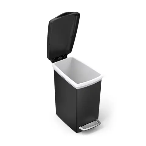 Simplehuman 10L Plastic Slim Pedal Bin, black