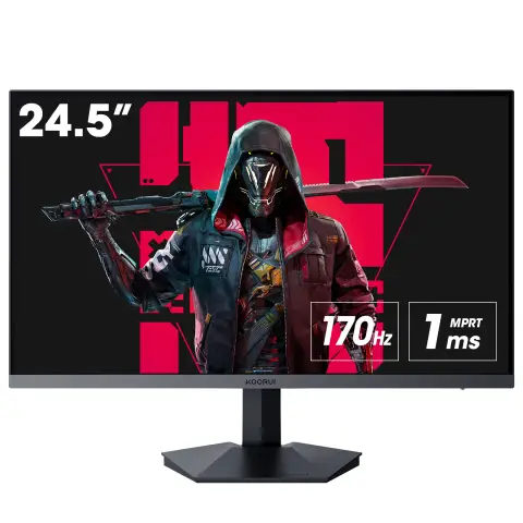 KOORUI 24.5" FHD Gaming Monitor, 180Hz DisplayPort, 144Hz HDMI, 1ms VA Panel, Adaptive Sync, 99% sRGB, VESA, Tilt, Eye Care
