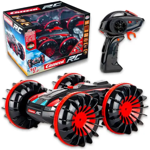 Carrera 2.4 GHz All-Terrain Stunt Car - Amphibisches ferngesteuertes Auto | Spritzwassergeschützt | Bis zu 10 km/h | Spannende Stunts & Flips | Extra-große Reifen | Ab 6 Jahren