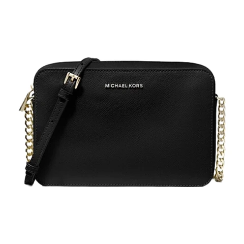 MICHAEL KORS Grand sac à bandoulière Jet Set en cuir saffiano - Noir