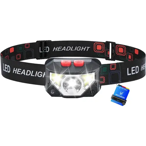 Grifema Wiederaufladbare LED Kopflampe, 8 Lichtmodi mit Bewegungsmelder, IPX45 Wasserdicht, 1200mAh Akku, Verstellbarer Winkel, Leichte Kopflampe für Laufen, Wandern, Camping, Angeln etc