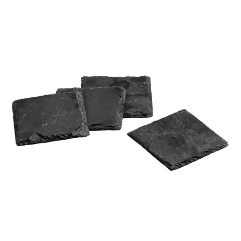 Maison by Premier Durable Set of 4 Slate Square Coasters, Handcrafted Natural Slate Four Coasters, Versatile Coasters