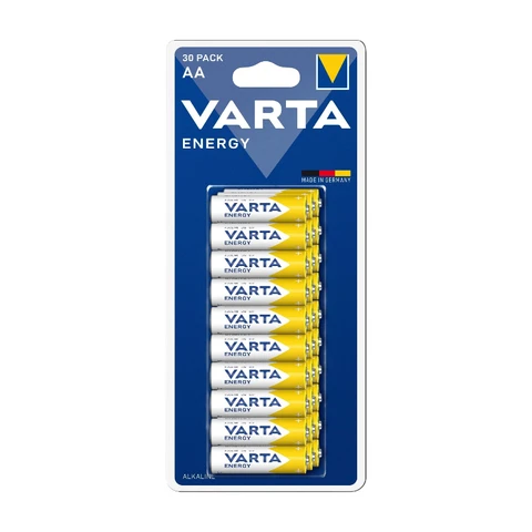 VARTA Batterie Alkaline, Mignon, AA, LR06, 1,5V Energy, Retail-Blister (30er-Pack)