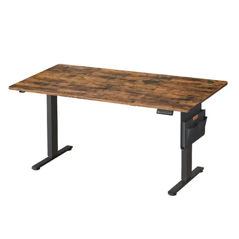 Ochama Elektrisch in hoogte verstelbaar bureau, 180 x 80 cm, traploos verstelbaar, geheugenfunctie met 4 hoogtes, vintage bruin