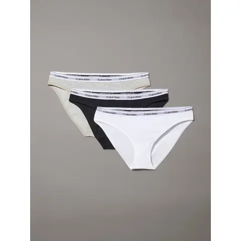 Calvin Klein - 3 Pack Slip Bikini - Icon Logo - Zwart, Grijs, Wit L