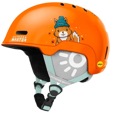 Casque de Ski Enfant OutdoorMaster Reindeer MIPS pour Garçons et Filles - Orange Taille S
