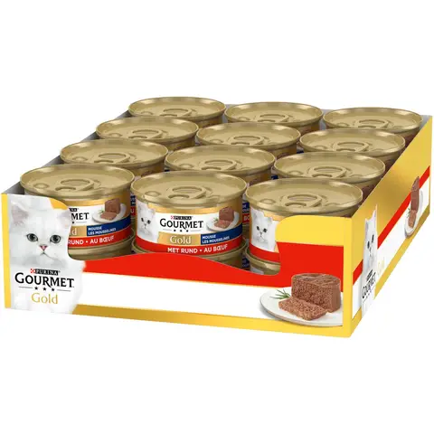 Purina Gourmet - Aliment humide pour chat, saveur mousse au bœuf - Lot de 24 boîtes (85 g/boîte)