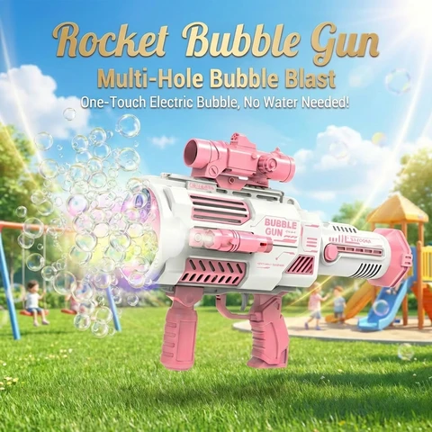 Tokky Bubble Makers Magical Pink Rocket Launcher Bubble Gun-Pink Big