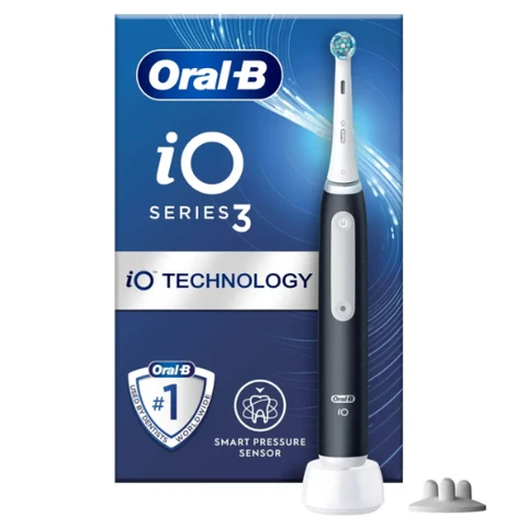 Oral-B iO 3S Brosse À Dents Électrique Noire, 1 Brossette