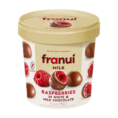 Franui Framboises enrobées au chocolat au lait - 150 g